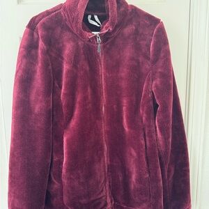Ideology Women's Plush Burgundy Teddy Jacket